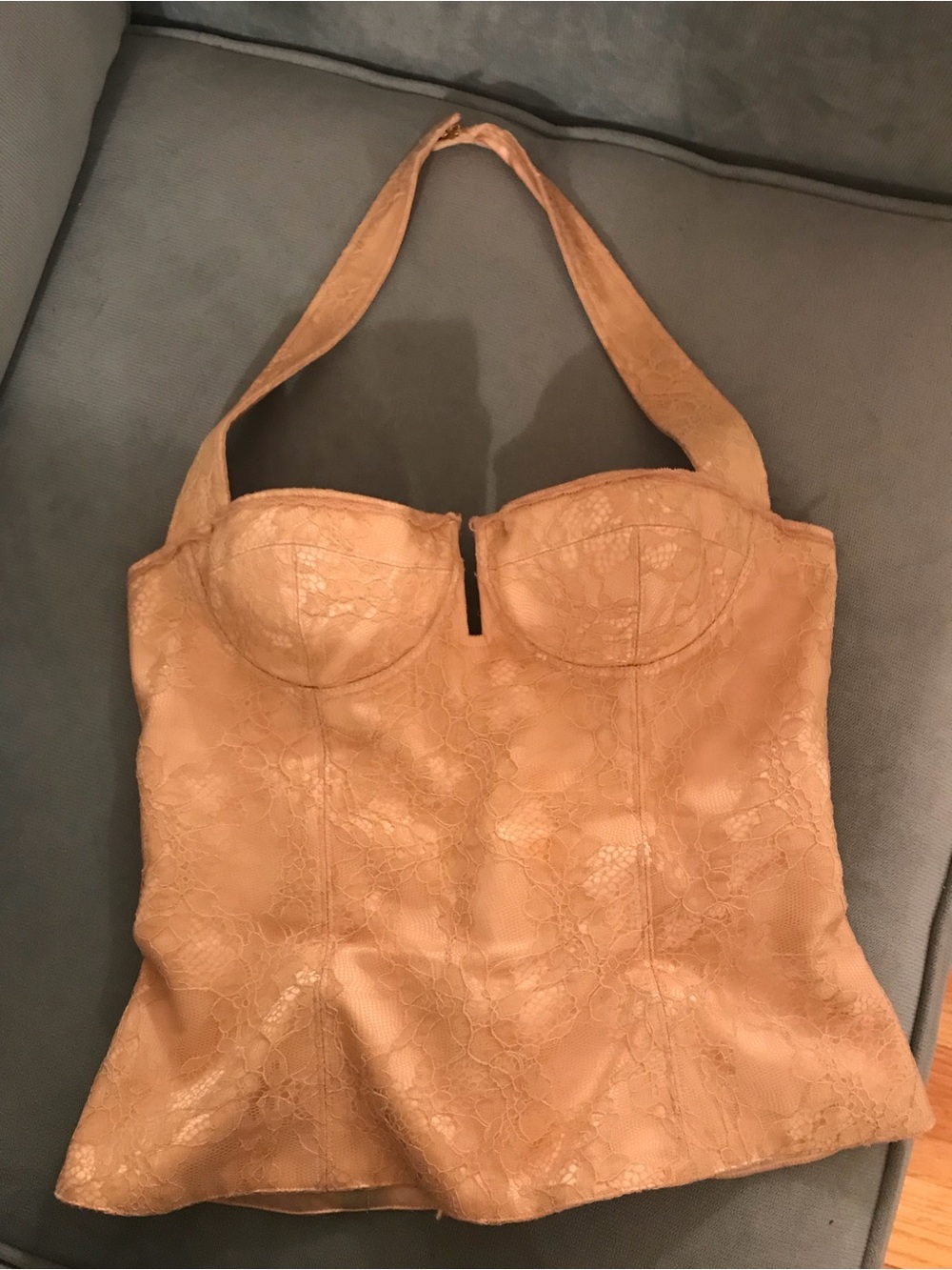 Vintage Christian Dior Boutique Silk Lace Corset Halter Top